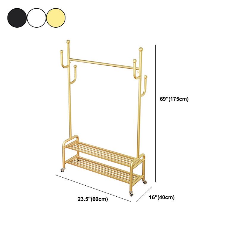 Modern Style Mobile Coat Rack Free Standing Hooks Design Metallic Coat Rack Clearhalo 'Entry & Mudroom Furniture' 'furn' 'furn_hall_tree_coat_racks' 'Furniture' 'Hall Trees & Coat Racks' 'hall_tree_coat_racks' 1200x1200_2b351c8e-5201-4161-a79a-3f3e2db853bf