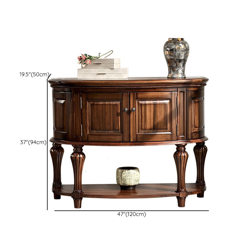Half Moon Shape Contemporary Console Table Brown Wood Console Sofa Table