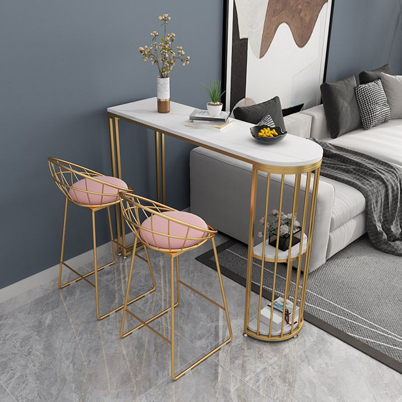 Tavolo da bar in stile glam in pietra doppia piedistallo tavolo da vino con deposito