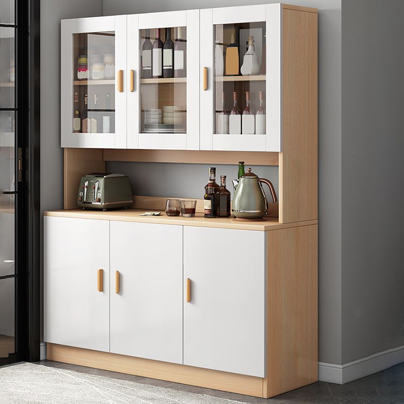 Contemporary Dining Hutch Faux Wood Buffet Cabinet with Doors Clearhalo 'Display & China Cabinets' 'display_china_cabinets' 'furn' 'furn_display_china_cabinets' 'Furniture' 'Kitchen & Dining Furniture' 1200x1200_2b36ee96-e929-499d-882f-426feb339ade