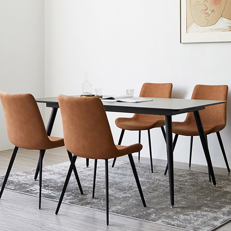 Glam Style Faux Leather Side Chairs Solid Back Armless Dining Chair for Home Use Clearhalo ' kitchen&dining_furn' 'Dining Chairs' 'Dining Tables & Seating' 'dining_chair' 'furn' 'furn_dining_chair' 'Furniture' 'furniture_dining_chair' 'Kitchen & Dining Furniture' 'kitchen' 1200x1200_2b378b77-57b7-4f28-9399-b4cfc09fbb3d