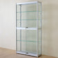 Modern Metal Display Stand Glass Shelves Curio Cabinet in White/ Gold