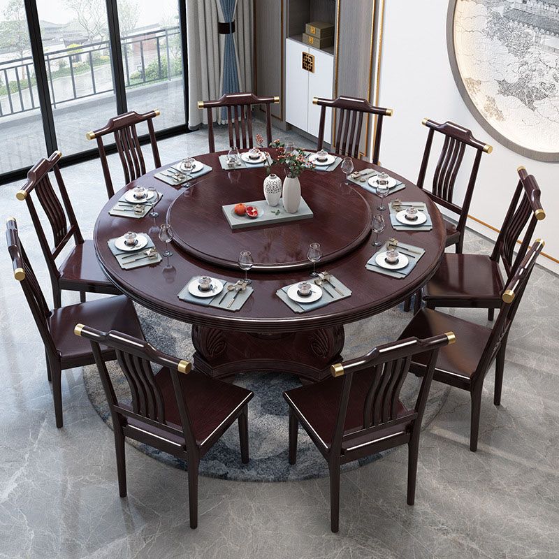 Wood Pedestal Dining Table Turntable Dining Table for Dining Room Clearhalo 'Dining Tables & Seating' 'Dining Tables' 'dining_table' 'furn' 'furn_dining_table' 'Furniture' 'Kitchen & Dining Furniture' 1200x1200_2b383961-6c69-42af-97b2-f0ba123ed14b