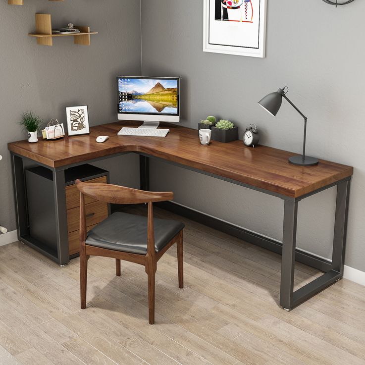 Industrial Style Office Desk Brown Home L-Shape Wooden Writing Desk Clearhalo 'furn' 'furn_office_desk' 'Furniture' 'furniture_office_desk' 'Office Desks' 'Office Furniture' 'office_desk' 1200x1200_2b3858cc-bb0a-4b7c-87df-1ac5f381cded