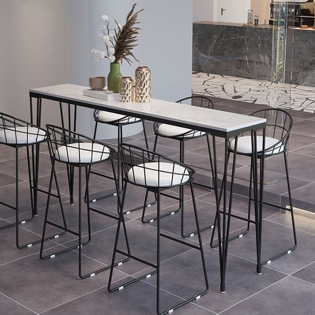 Modern Marble Bar Table with Rectangle Table Top Black Legs Table - 42" H Clearhalo 'Bar Furniture' 'Bar Tables' 'bar_tables' 'furn' 'furn_bar_tables' 'Furniture' 'furniture_bar_tables' 'Kitchen & Dining Furniture' 1200x1200_2b3916da-e43d-48e5-8906-12e64e417bf3