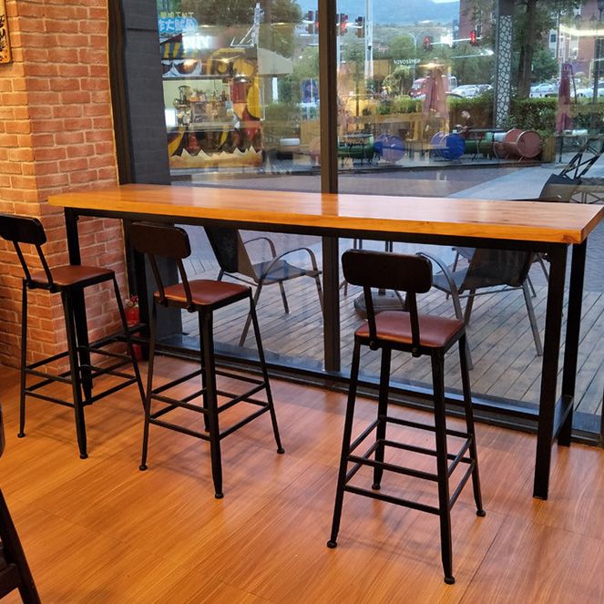 Modern Brown Wood Bistro Table with Rectangle Table Top Trestle Table - 42" H Clearhalo 'Bar Furniture' 'Bar Tables' 'bar_tables' 'furn' 'furn_bar_tables' 'Furniture' 'furniture_bar_tables' 'Kitchen & Dining Furniture' 1200x1200_2b39c5fe-7c45-45bc-adcc-ffc988941234