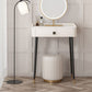 Contemporary Stone Vanity Dressing Table Set with Stool in White of 29.53" H