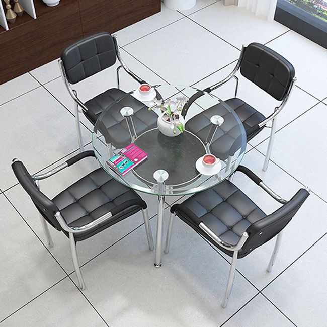 Modern Round Dining Room Table Tempered Glass Table with 3 Legs for Dining Room Clearhalo ' dining_table' 'Dining Tables & Seating' 'Dining Tables' 'furn' 'furn_dining_table' 'Furniture' 'furniture_dining_table' 'Kitchen & Dining Furniture' 'kitchen&dining_furn' 'kitchen' 'kitchen_dining_table' 1200x1200_2b3aecb8-7fa3-4805-ac72-9e6167b40e92