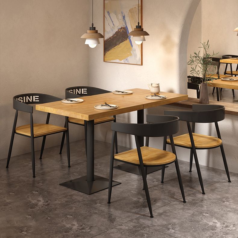 Industrial Solid Wood Dining Table Brown Square Table with Metal Base for Dinning Room Clearhalo ' dining_table' 'Dining Tables & Seating' 'Dining Tables' 'furn' 'furn_dining_table' 'Furniture' 'furniture_dining_table' 'Kitchen & Dining Furniture' 'kitchen&dining_furn' 'kitchen' 'kitchen_dining_table' 1200x1200_2b3b2d85-34eb-4df9-84a5-cc02d7759698