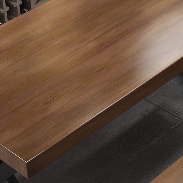 Industrial Pine Table for Restaurant Rectangle Dining Table with Double Pedestal Clearhalo 'Dining Tables & Seating' 'Dining Tables' 'dining_table' 'furn' 'furn_dining_table' 'Furniture' 'Kitchen & Dining Furniture' 1200x1200_2b3c437a-4658-4355-b44d-153d13ef2031