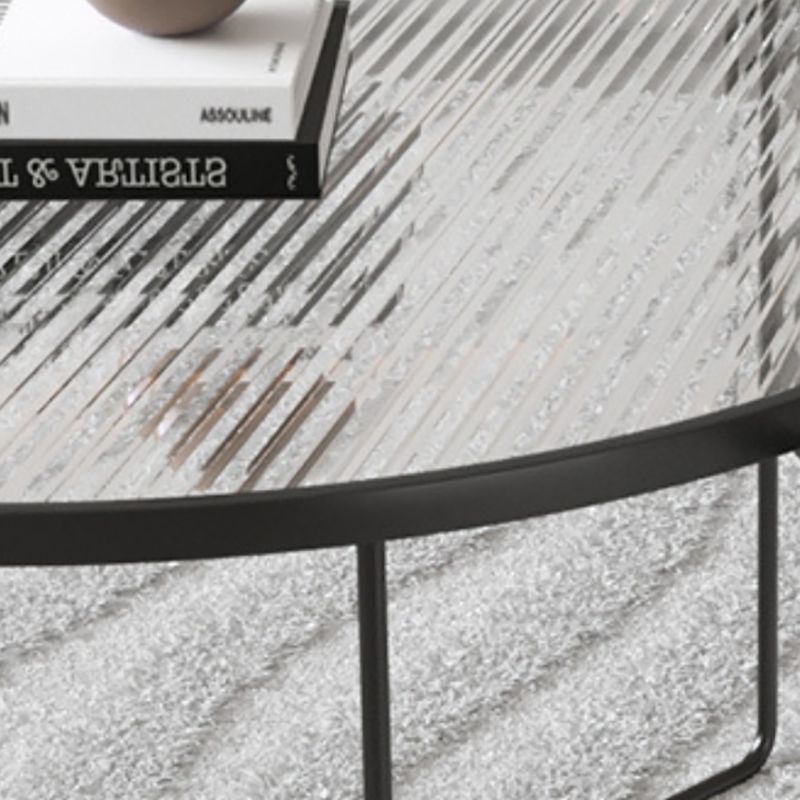 11.8" H Cross Legs Coffee Table Round Clear Glass Cocktail Table Clearhalo 'Coffee & Accent Tables' 'Coffee Tables' 'coffee_tables' 'furn' 'furn_coffee_tables' 'Furniture' 'Living Room Furniture' 1200x1200_2b42cdb7-2a15-4069-bc96-759d1602c355