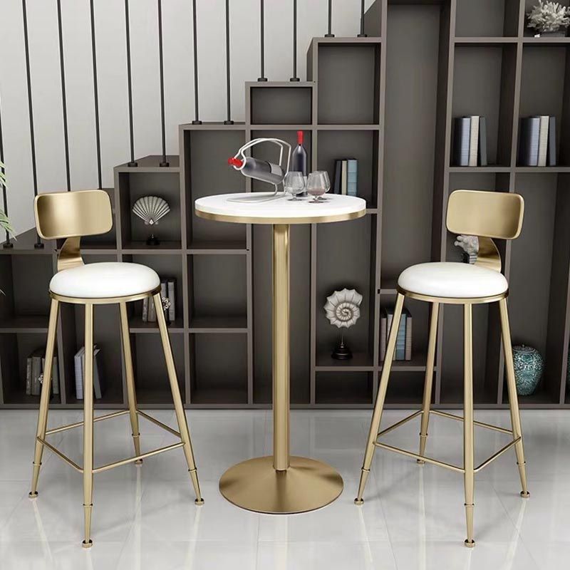 Glam Bartafelset 1/3/5-delig Ronde stenen aanrechttafel met hoge krukken voor eetkamer