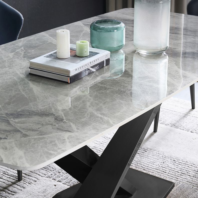 Ensemble de table de cuve à pierre gris haut brillant 1/4/5/6/7 pièces modernes