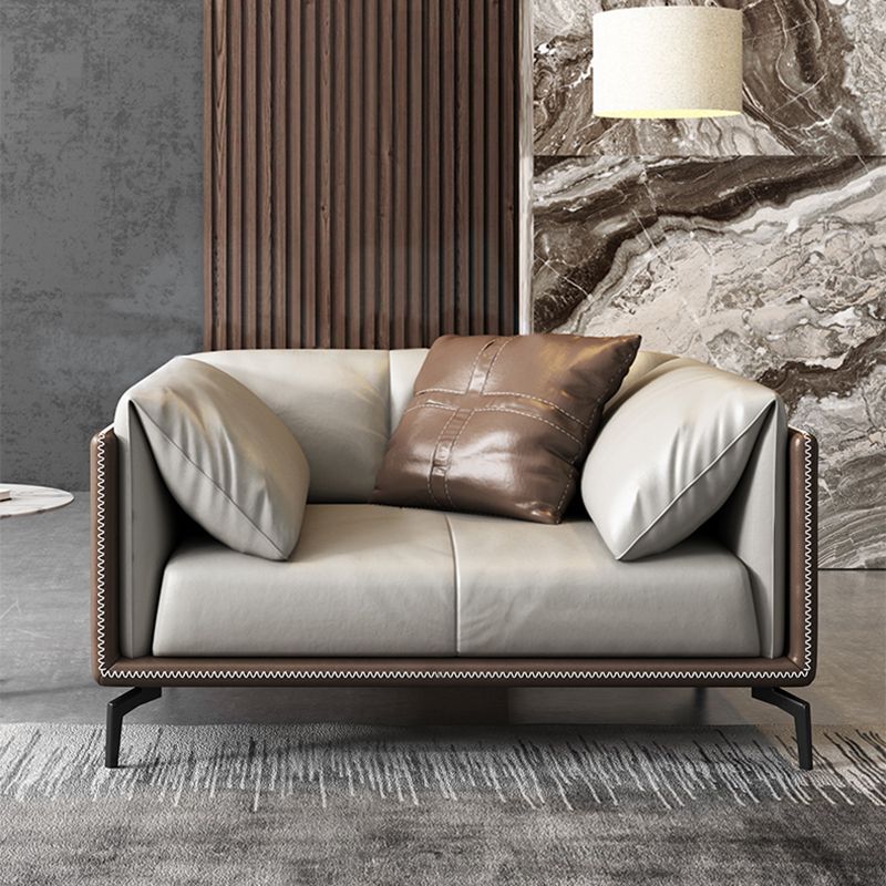 Canapé de bras top top canapé en cuir moderne avec oreillers en gris et brun