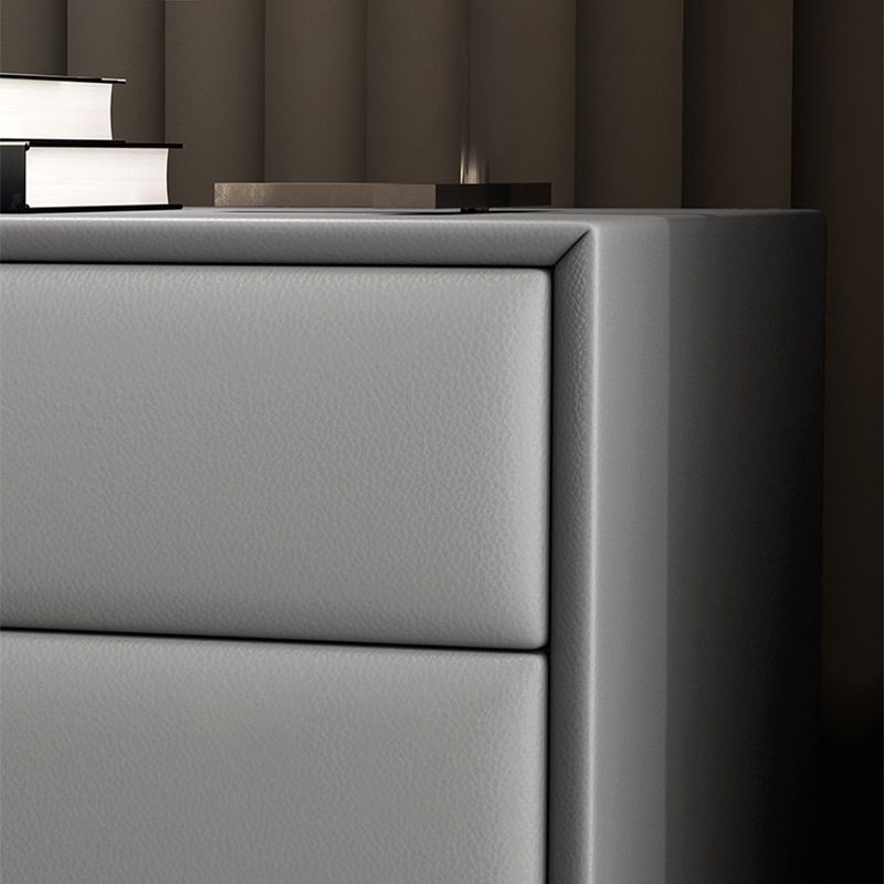 Dennenframe twee laden lederen veelkleurige keuze uit nachtkastje met zwarte tafel voeten