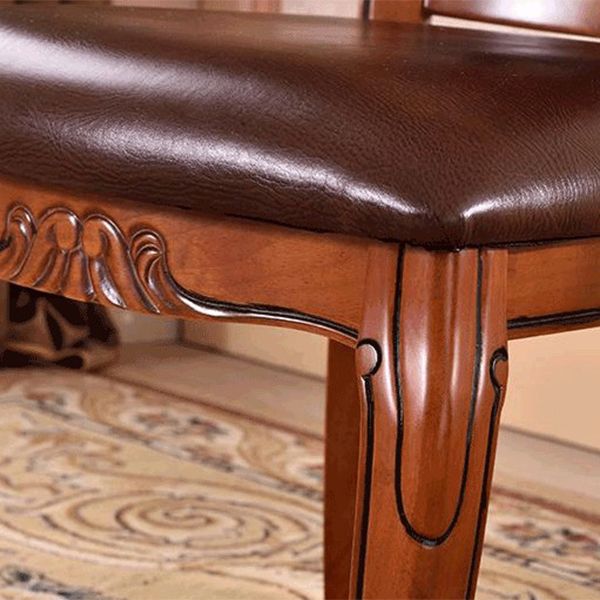 Leather Open Back Dining Side Chair Kitchen Dining Chair with Solid Wood Legs Clearhalo ' kitchen&dining_furn' 'Dining Chairs' 'Dining Tables & Seating' 'dining_chair' 'furn' 'furn_dining_chair' 'Furniture' 'furniture_dining_chair' 'Kitchen & Dining Furniture' 'kitchen' 1200x1200_2b4a0c47-0529-442a-bdae-569c7d60b322