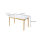 Contemporary Rectangular White Glass Dining Table with Solid Wood Legs