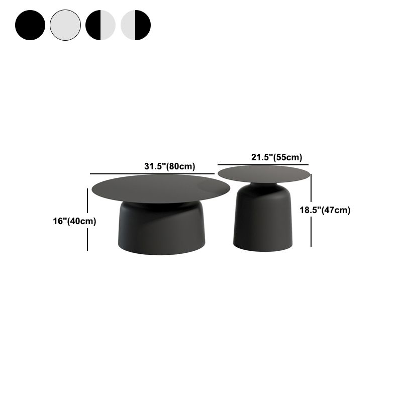 ペデスタルブラック/ホワイトコーヒーテーブルメタルラウンドカクテルテーブル