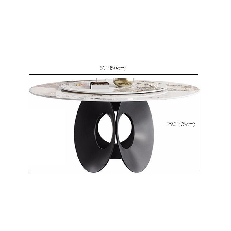 Contemporary Round Dining Table Steel Pedestal Base Table for Dining Room Clearhalo 'Dining Tables & Seating' 'Dining Tables' 'dining_table' 'furn' 'furn_dining_table' 'Furniture' 'Kitchen & Dining Furniture' 1200x1200_2b4d34c1-a8e8-4436-b78d-a0376528a7e1