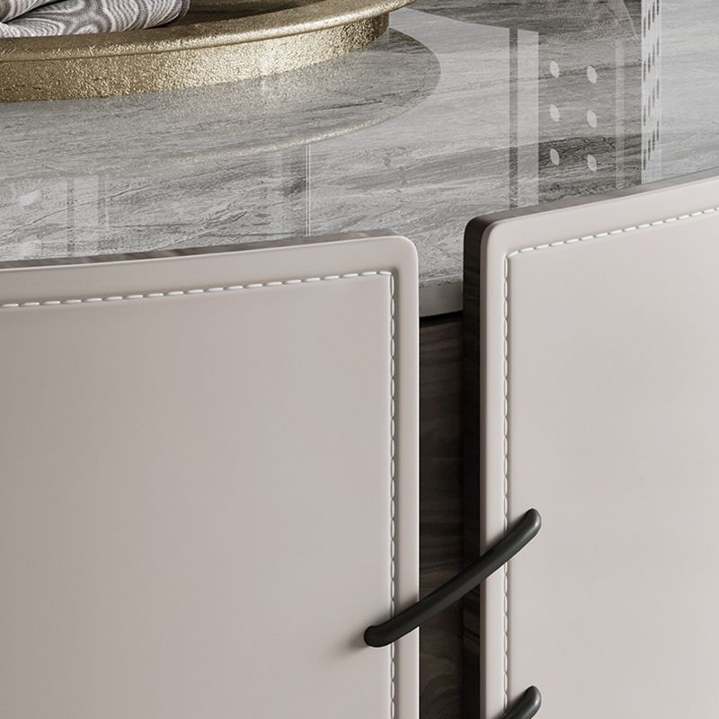 Contemporary Round Coffee Table Leather and Stone Coffee or End Table Drum Clearhalo 'Coffee & Accent Tables' 'Coffee Tables' 'coffee_tables' 'furn' 'furn_coffee_tables' 'Furniture' 'Living Room Furniture' 1200x1200_2b4d5045-78ec-4646-84bd-09f5e253f5bf