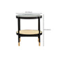 Table basse moderne en verre transparent avec rangement, ensemble de Table à cocktail ronde à 4 pieds