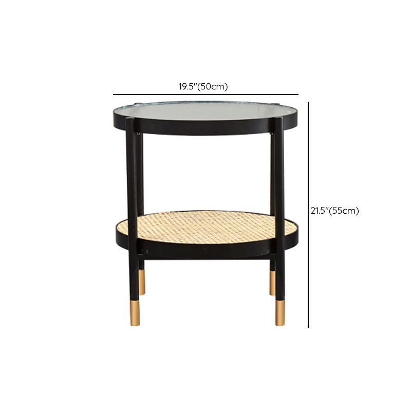 Table basse moderne en verre transparent avec rangement, ensemble de Table à cocktail ronde à 4 pieds