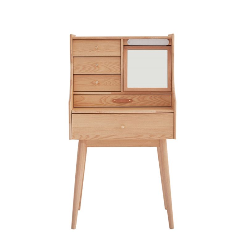 Scandinavian Dressing Table with Mirror and 4-Drawers Solid Wood
