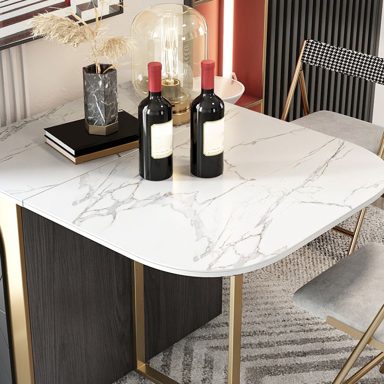 Modern 1/2/3/4/5 Pieces Rectangle Dining Table Set with Stone Top Foldable Dinette Set Clearhalo 'Dining Room Sets' 'Dining Tables & Seating' 'dining_room_set' 'furn' 'furn_dining_room_set' 'Furniture' 'furniture_dining_room_set' 'Kitchen & Dining Furniture' 'kitchen&dining_furn' 'kitchen' 1200x1200_2b4fbc60-4760-4052-a6b8-83bac1d150b3