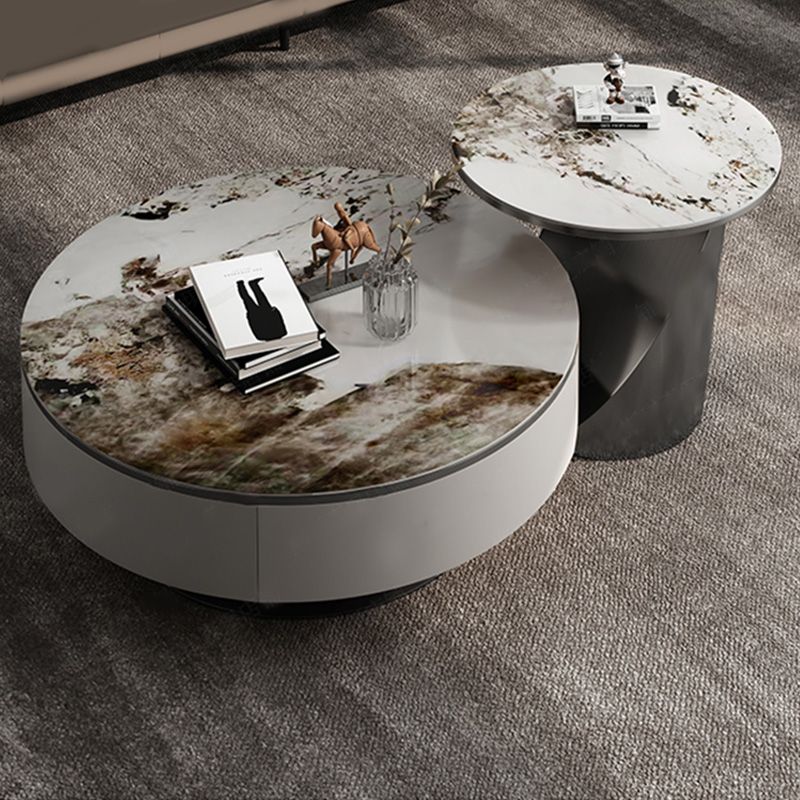 Glam Nesting Coffee Table Set Pedestal Coffee Table with Storage Drawers Clearhalo 'Coffee & Accent Tables' 'Coffee Tables' 'coffee_tables' 'furn' 'furn_coffee_tables' 'Furniture' 'Living Room Furniture' 1200x1200_2b5082a5-dd11-4b86-8ba7-7fb634ef5ff7