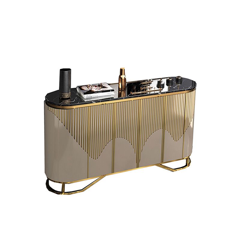 Scheda laterale in pietra da cucina contemporanea con mobili