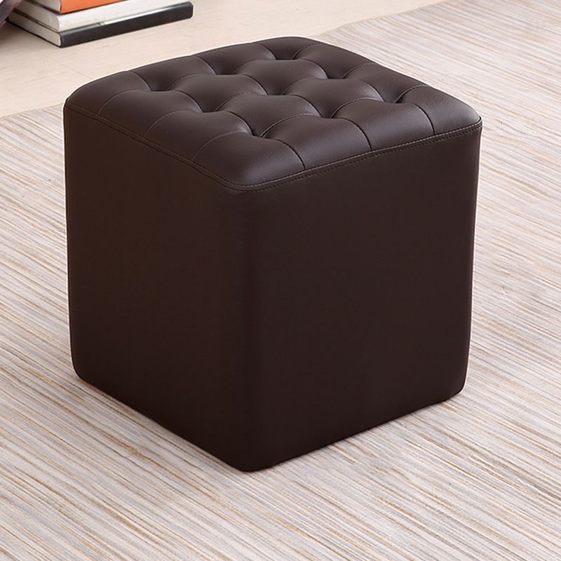 Mid-Century Modern Plain Boucle Square Pouf PU Leather Tufted Ottoman Footrest Clearhalo 'furn' 'furn_ottomans_poufs' 'Furniture' 'Living Room Furniture' 'Ottomans & Poufs' 'ottomans_poufs' 1200x1200_2b5151cd-22c1-4860-9882-484385f704f8