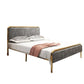 Cama de plataforma glamera marco de hierro cama estándar con cabecera rectangular
