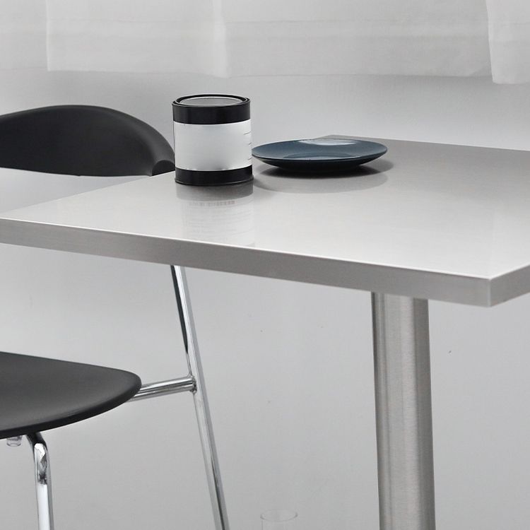 Tavolo da pranzo quadrato industriale metallico tavolo in acciaio inossidabile con piedistallo