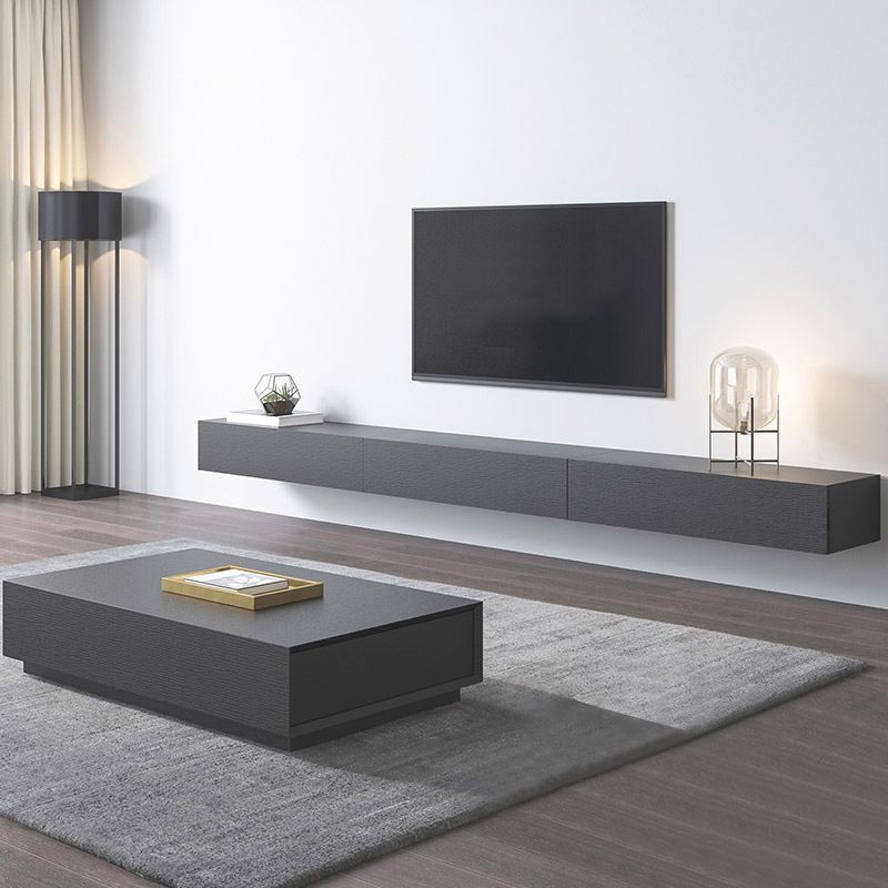 Modern Wood TV Stand Console Floating Black TV Media Stand for Living Room Clearhalo 'furn' 'furn_tv_stands_entertainment_centers' 'Furniture' 'Living Room Furniture' 'TV Stands & Entertainment Centers' 'TV Stands & Media Storage Furniture' 'tv_stands_entertainment_centers' 1200x1200_2b532f6f-c453-4bb9-8e26-8a6c4de40ef9