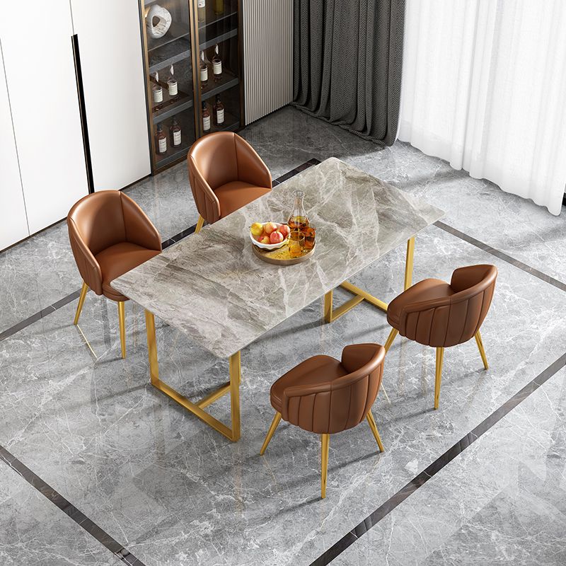 1/4/5 Pieces Luxury Rectangle Dining Set Sintered Stone Dining Table with Leather Chairs Clearhalo 'Dining Room Sets' 'Dining Tables & Seating' 'dining_room_set' 'furn' 'furn_dining_room_set' 'Furniture' 'furniture_dining_room_set' 'Kitchen & Dining Furniture' 'kitchen&dining_furn' 'kitchen' 1200x1200_2b53b02e-5547-454c-8b63-ae428ccc63c1