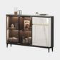 Glass Door Wood Sideboard Modern Credenza with Storage for Living Room