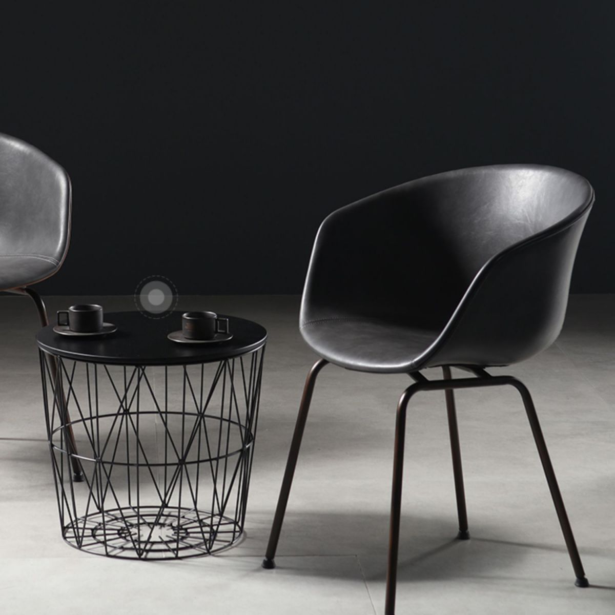 Industrial Style Metal Matte Finish Dining Arm Chair Solid Back Dining Chair Clearhalo ' kitchen&dining_furn' 'Dining Chairs' 'Dining Tables & Seating' 'dining_chair' 'Furniture' 'furniture_dining_chair' 'Kitchen & Dining Furniture' 'kitchen' 1200x1200_2b5820a6-50dc-4769-a2b7-c9982b6bf4d9