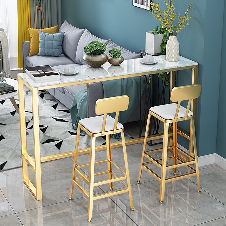 Glam Style Bar Table Artificial Marble Pub Table with Pedal for Dining Room Clearhalo 'Bar Furniture' 'Bar Tables' 'bar_tables' 'furn' 'furn_bar_tables' 'Furniture' 'furniture_bar_tables' 'Kitchen & Dining Furniture' 1200x1200_2b590190-54f1-474f-b5e3-3b1229c76b48