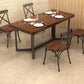 Rectangle Solid Wood Dining Table Industrial Style Brown Dining Table with Black Frame