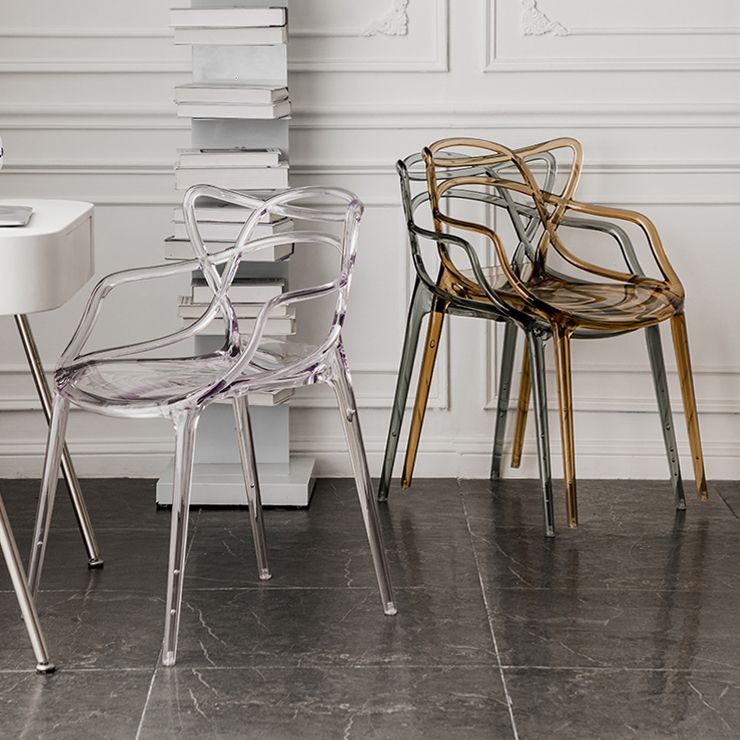 Scandinavian Plastic Dining Arm Chairs Open Back Side Chair for Kitchen Clearhalo 'Dining Chairs' 'Dining Tables & Seating' 'dining_chair' 'furn' 'furn_dining_chair' 'Furniture' 'furniture_dining_chair' 'Kitchen & Dining Furniture' 1200x1200_2b5b1436-e7af-4123-9e81-b3eeed8653fe