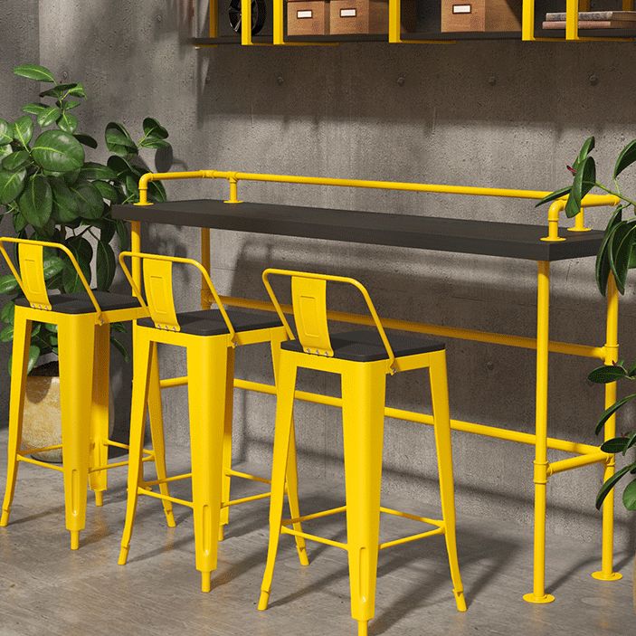 Modern Black Wood Counter Table with Rectangle Table Top Yellow Trestle Table -42" H Clearhalo 'Bar Furniture' 'Bar Tables' 'bar_tables' 'furn' 'furn_bar_tables' 'Furniture' 'furniture_bar_tables' 'Kitchen & Dining Furniture' 1200x1200_2b5c3bcb-238d-49af-9e04-978086851488