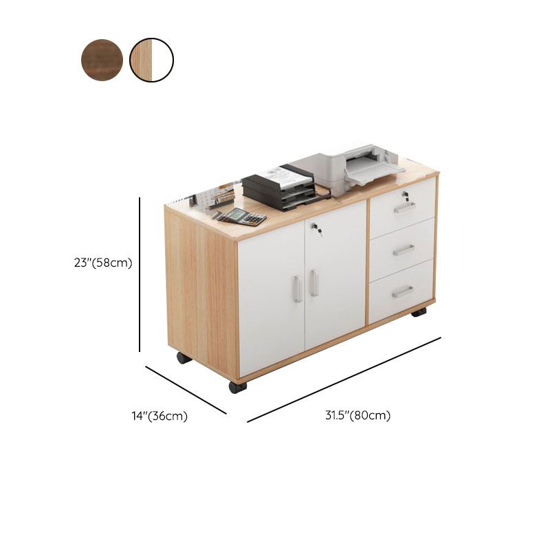 Archivo de cajones de madera de gabinete nórdico Archivo de almacenamiento con ruedas