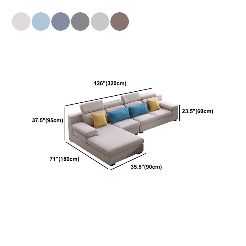 37.40" Tall Linen Sectional Pillow Top Arm Sectional with Adjustable Headrest