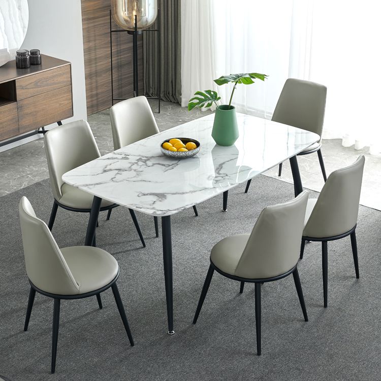 Rectangle Industrial Dining Table Fixed Table with Marble for Dining Room Clearhalo 'Dining Tables & Seating' 'Dining Tables' 'dining_table' 'furn' 'furn_dining_table' 'Furniture' 'furniture_dining_table' 'Kitchen & Dining Furniture' 'kitchen' 'kitchen_dining_table' 1200x1200_2b5f6578-7989-428e-91c9-7e39f81c72ca