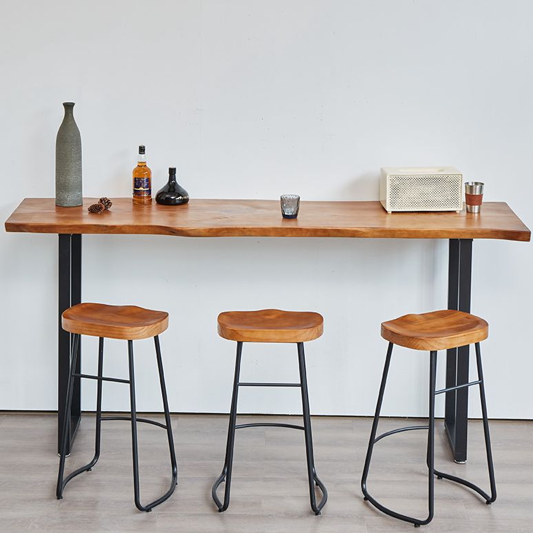 Ensemble de Table de pub rectangulaire industrielle, comptoir en bois avec tabourets hauts, 1/2/4/5 pièces