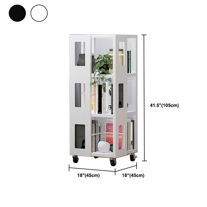 Open Back Bookshelf Modern Metal Geometric Rotatable Bookcase
