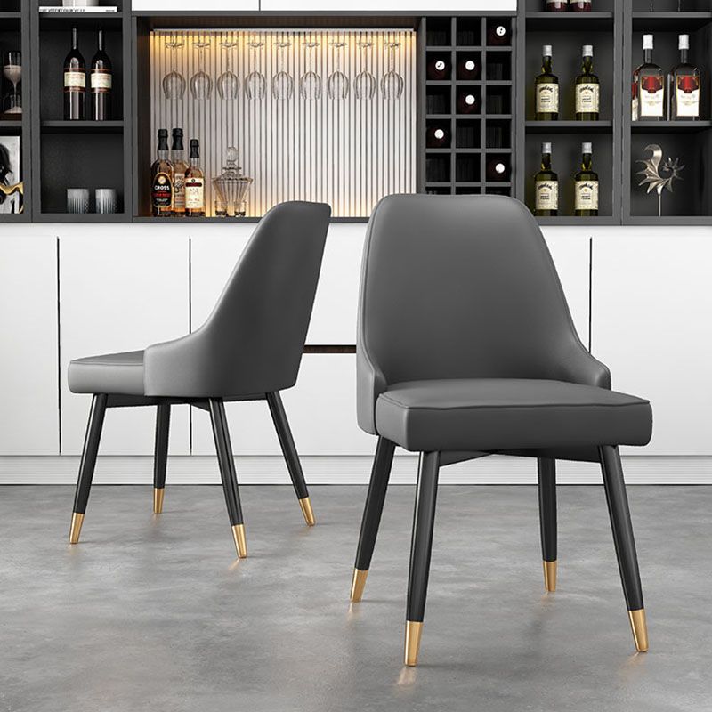 Glam Metal Dining Armless Chairs PU Leather Dining Parsons Chairs for Restaurant Clearhalo ' kitchen&dining_furn' 'Dining Chairs' 'Dining Tables & Seating' 'dining_chair' 'furn' 'furn_dining_chair' 'Furniture' 'furniture_dining_chair' 'Kitchen & Dining Furniture' 'kitchen' 1200x1200_2b61830b-b2f6-421a-962c-b8abad7830f5