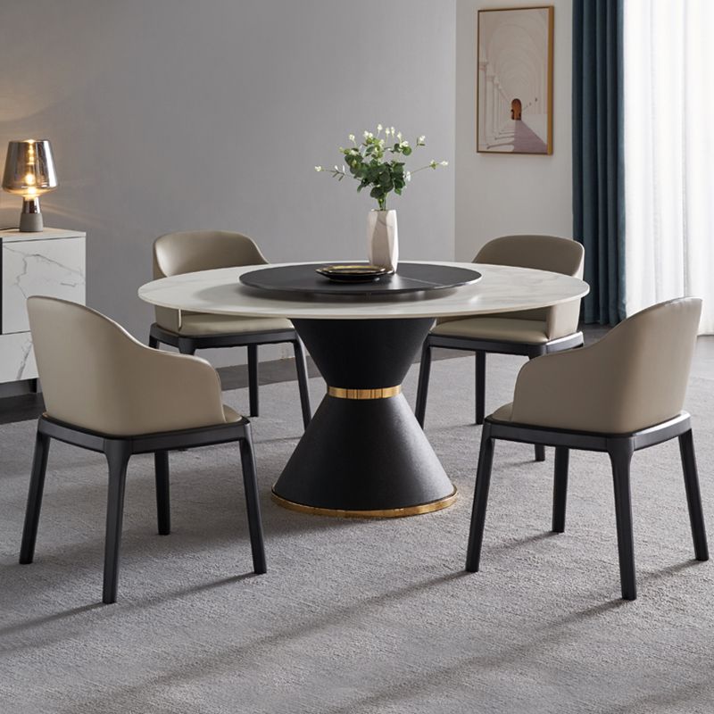 Glam Sintered Stone Top Kitchen Dining Table Round Shape Dining Table with Pedestal Base Clearhalo ' dining_table' 'Dining Tables & Seating' 'Dining Tables' 'furn' 'furn_dining_table' 'Furniture' 'furniture_dining_table' 'Kitchen & Dining Furniture' 'kitchen&dining_furn' 'kitchen' 'kitchen_dining_table' 1200x1200_2b624dd7-e719-44ae-b9da-e3b0a7d7a338
