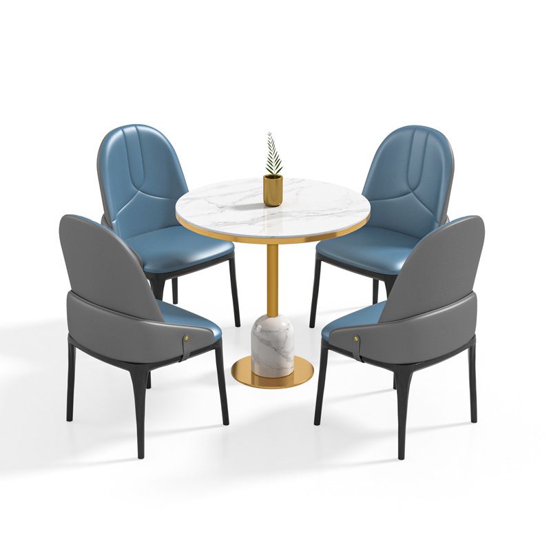 Glamstil Faux Marmor Dining Set rund 1/4/5 Stücke Ess -Set