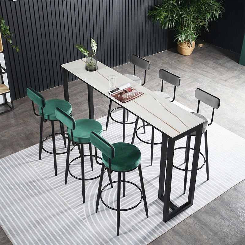 Contemporary Rectangle Bar Dining Table Indoor Bar Table with Black Metal Base Clearhalo 'Bar Furniture' 'Bar Tables' 'bar_tables' 'furn' 'furn_bar_tables' 'Furniture' 'furniture_bar_tables' 'Kitchen & Dining Furniture' 'kitchen&dining_furn' 'kitchen' 1200x1200_2b62a1f9-abdb-45db-b91d-3b05d439254d